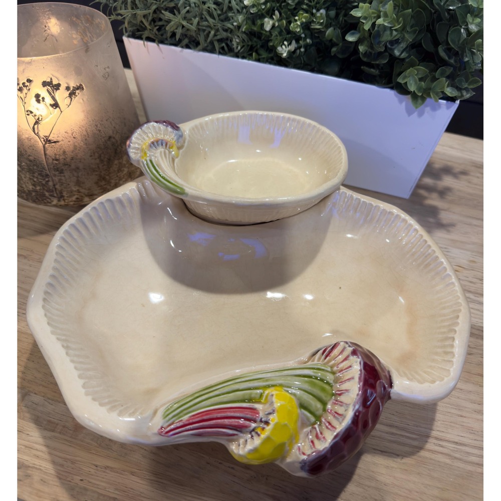California Pottery Rare Divided Serving Dish – Mushroom Design